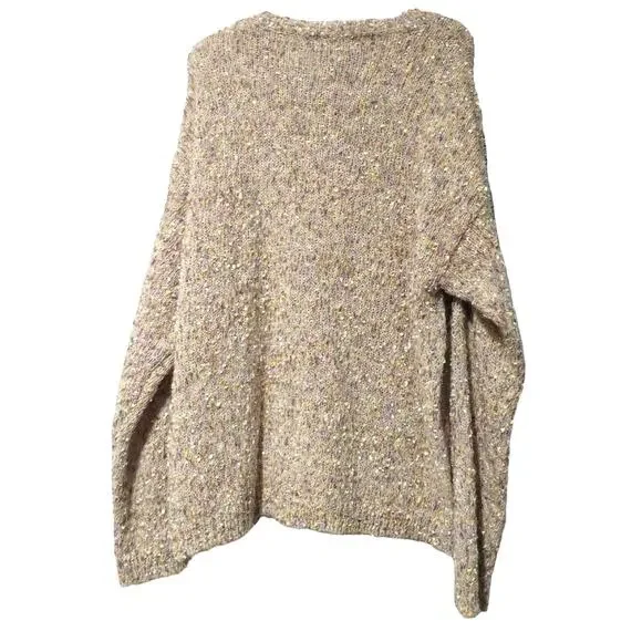 Northern Isles Chunky Knit Cardigan Sweater Mother of Pearl Flecks Womens Large - Picture 2 of 4